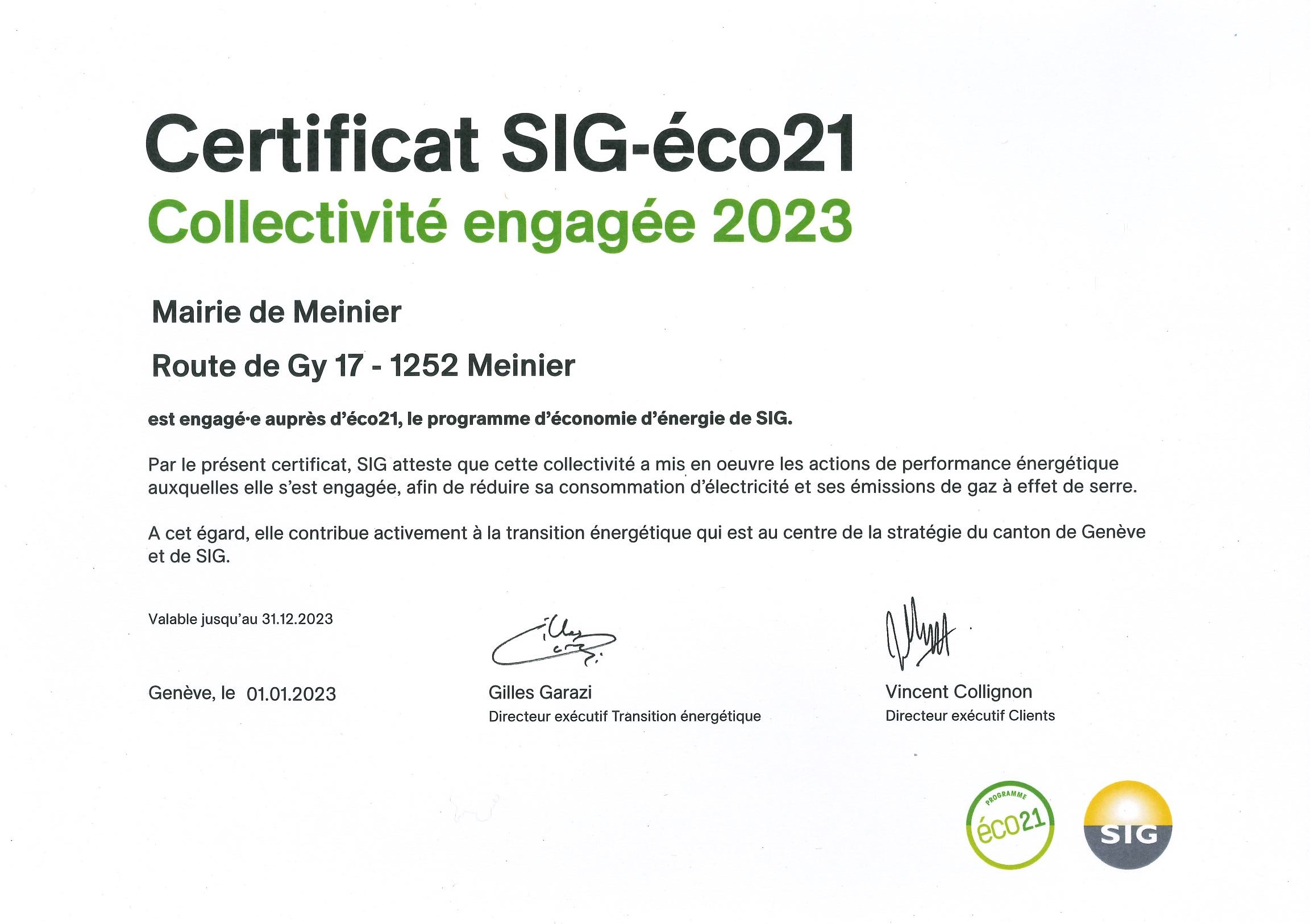 certificat sig-éco21